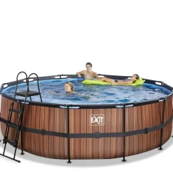 Piscine hors sol tubulaire ronde grise 450x122cm +pompe filtrante EXIT