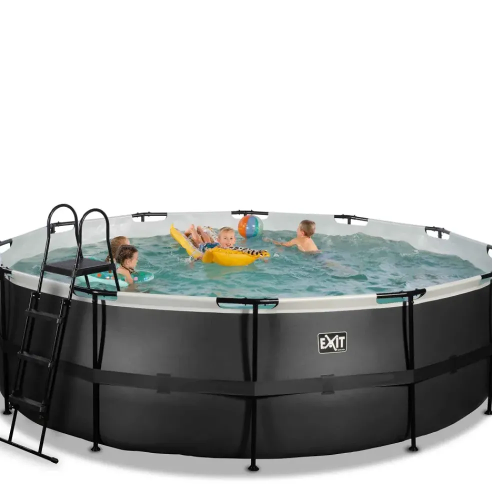 Piscine hors sol tubulaire ronde grise 450x122cm +pompe filtrante EXIT