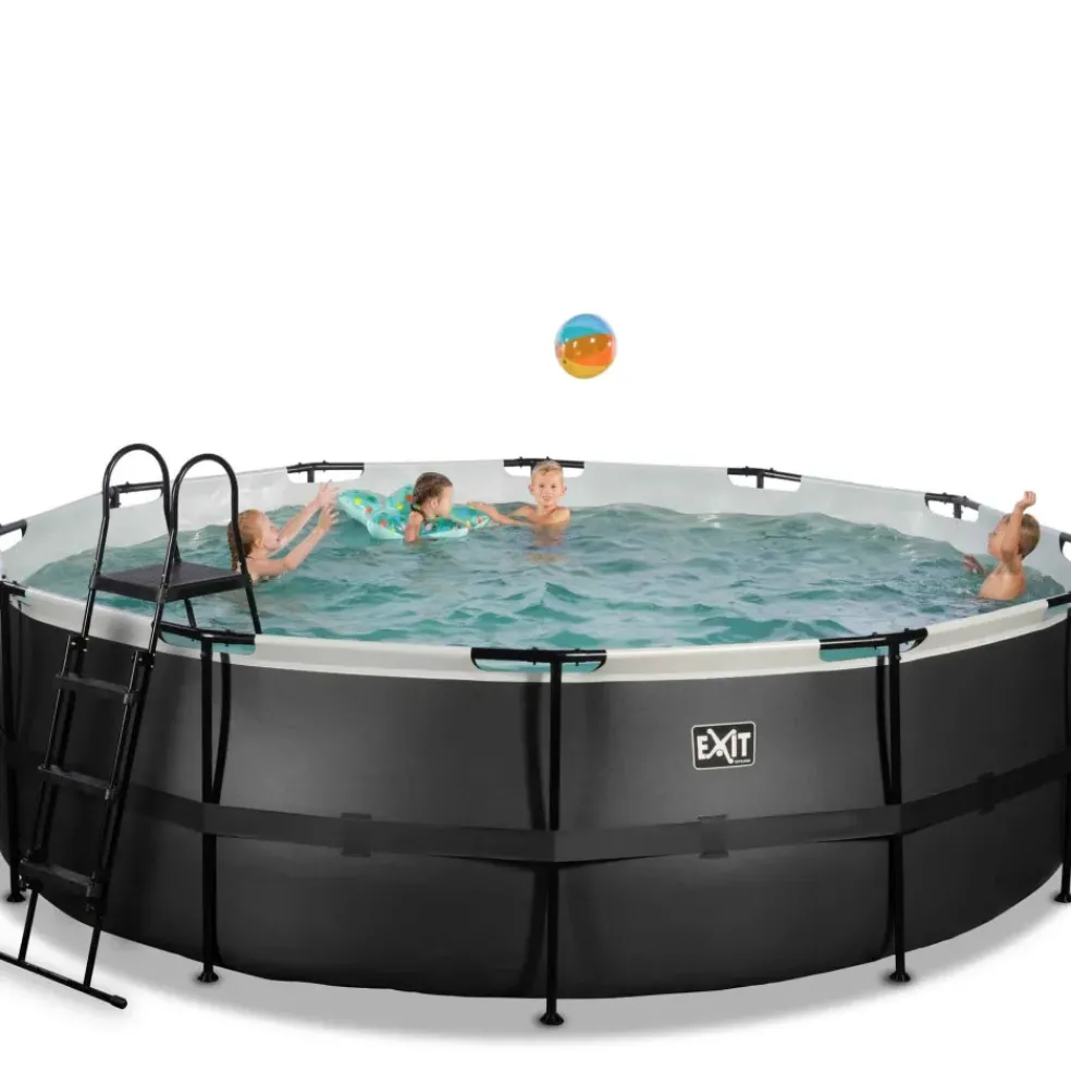 Piscine hors sol tubulaire ronde grise 450x122cm +pompe filtrante EXIT