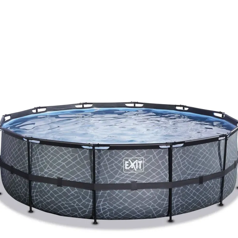 Piscine hors sol tubulaire ronde grise 450x122cm +pompe filtrante EXIT
