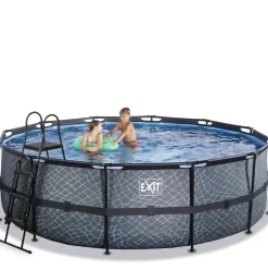 Piscine hors sol tubulaire ronde grise 450x122cm +pompe filtrante EXIT