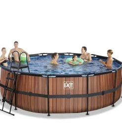 Piscine hors sol tubulaire ronde grise 450x122cm +pompe filtrante EXIT