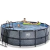 Piscine hors sol tubulaire ronde grise 427x122cm +pompe filtrante EXIT