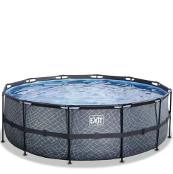 Piscine hors sol tubulaire ronde grise 427x122cm +pompe filtrante EXIT