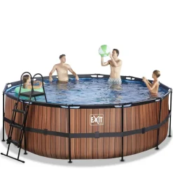 Piscine hors sol tubulaire ronde grise 427x122cm +pompe filtrante EXIT