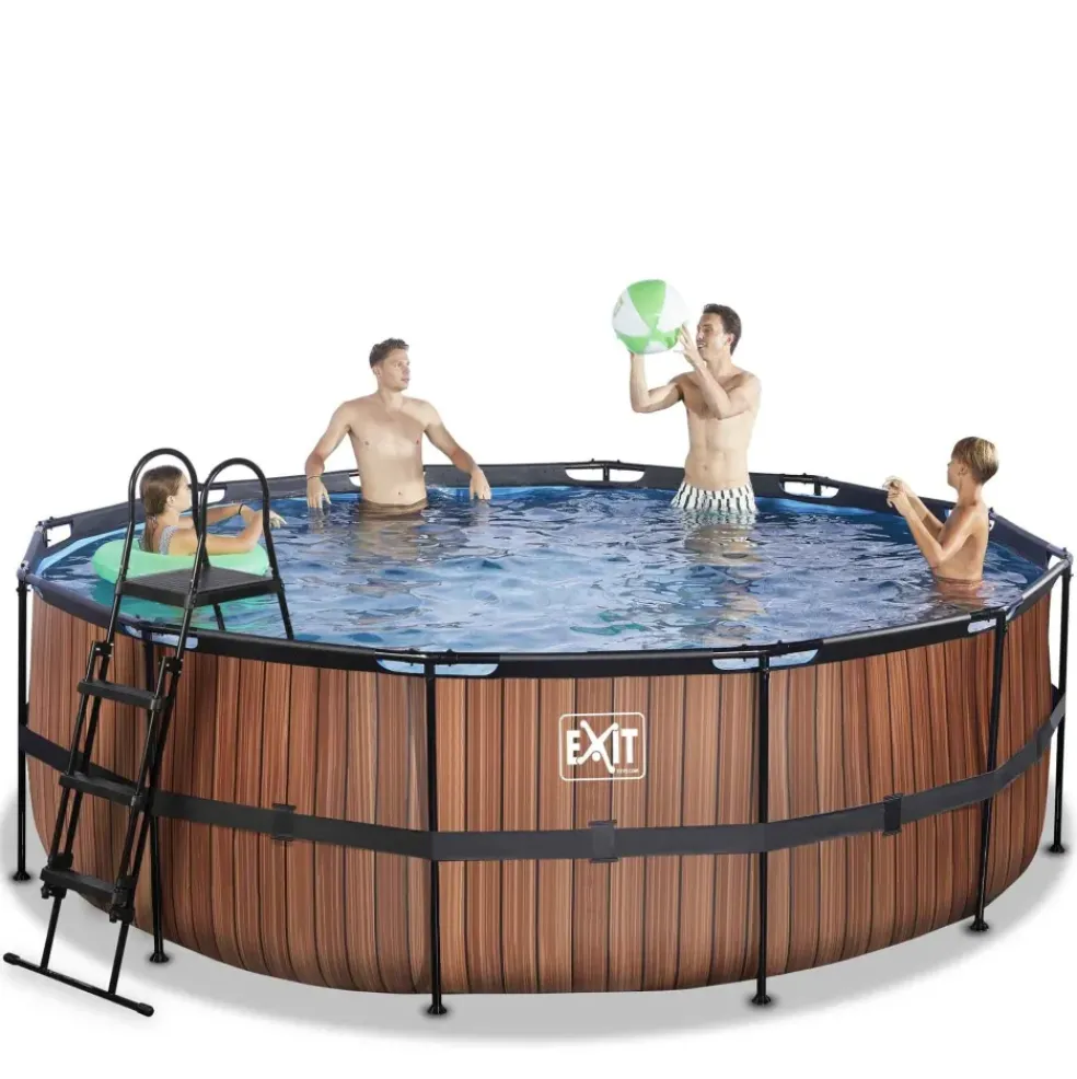 Piscine hors sol tubulaire ronde grise 427x122cm +pompe filtrante EXIT