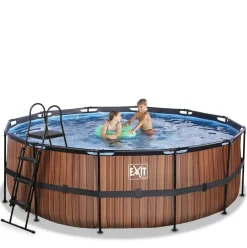 Piscine hors sol tubulaire ronde grise 427x122cm +pompe filtrante EXIT