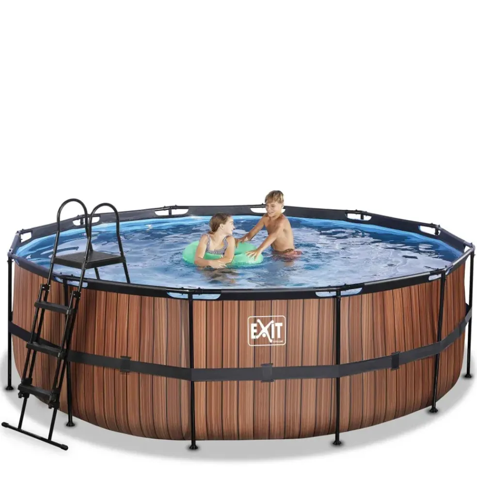 Piscine hors sol tubulaire ronde grise 427x122cm +pompe filtrante EXIT