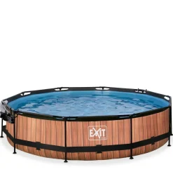 Piscine ronde grise 360 x 76 cm cm avec dôme et pompe filtrante EXIT