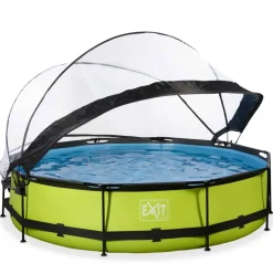 Piscine ronde grise 360 x 76 cm cm avec dôme et pompe filtrante EXIT