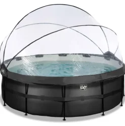 Piscine ronde grise 427x122cm + dôme et pompe filtrante sable EXIT