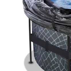 Piscine ronde grise 427x122cm + dôme et pompe filtrante sable EXIT