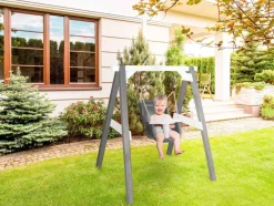 Portique, balançoire en bois gris et blanc bébé de Axi