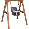 Portique, balançoire en bois brun et gris bébé de Axi