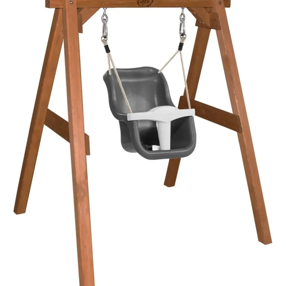 Portique, balançoire en bois brun et gris bébé de Axi