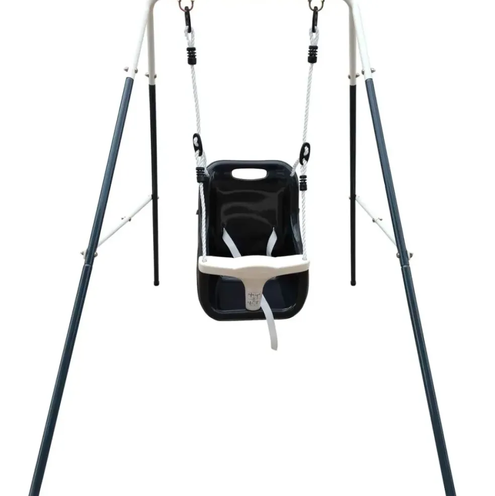 Portique, balançoire pour bébé en métal anthracite et crème de Axi