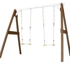 Portique en bois 2 balançoires et filet de but de foot 4-en-1 SportsFun AXI