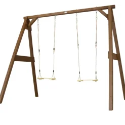 Portique en bois 2 balançoires et filet de but de foot 4-en-1 SportsFun AXI