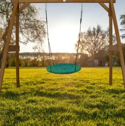 Portique en bois avec balançoire - siège nid rond Axi
