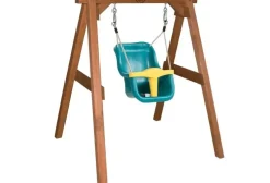 Portique en bois brun - balançoire bébé Axi