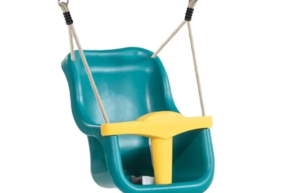 Portique en bois brun - balançoire bébé Axi