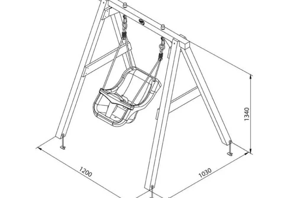Portique en bois brun - balançoire bébé Axi