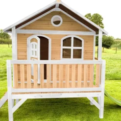 Stef maisonnette sur pilotis en bois brun/blanc Axi