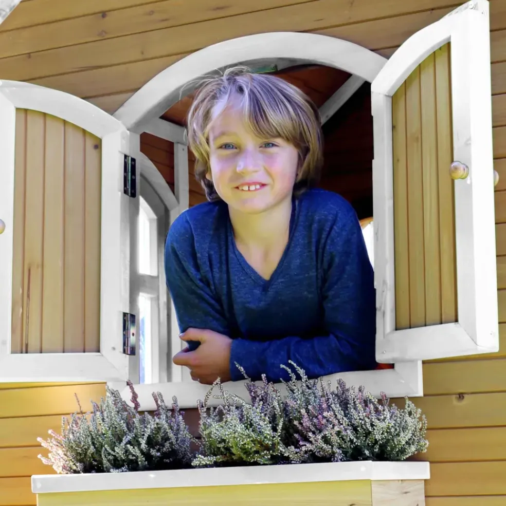 Stef maisonnette sur pilotis en bois brun/blanc Axi