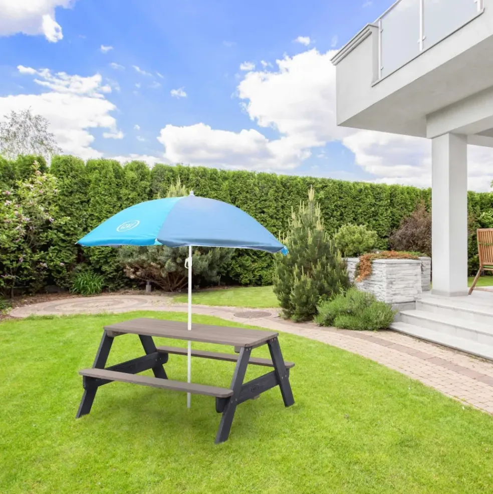 Table pique-nique Nick Anthracite gris avec parasol Axi