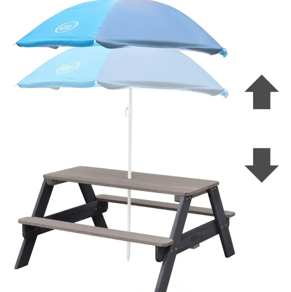 Table pique-nique Nick Anthracite gris avec parasol Axi