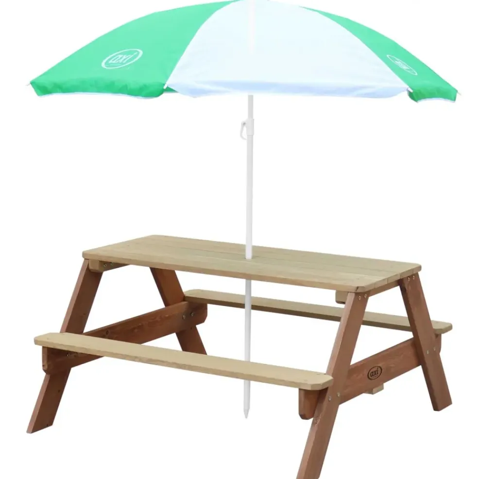 Table pique-nique Nick avec Parasol vert blanc Axi