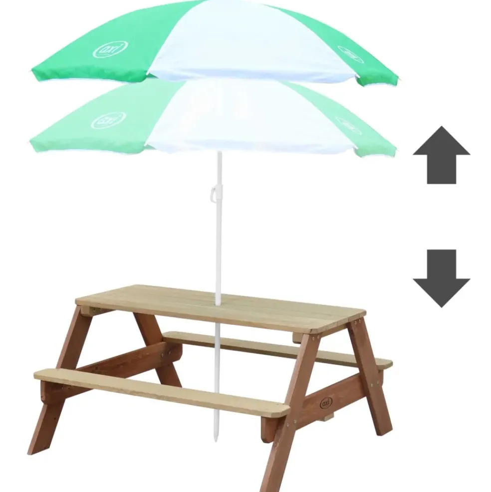 Table pique-nique Nick avec Parasol vert blanc Axi