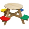Table pique-nique round en bois UFO arc-en-ciel d’Axi