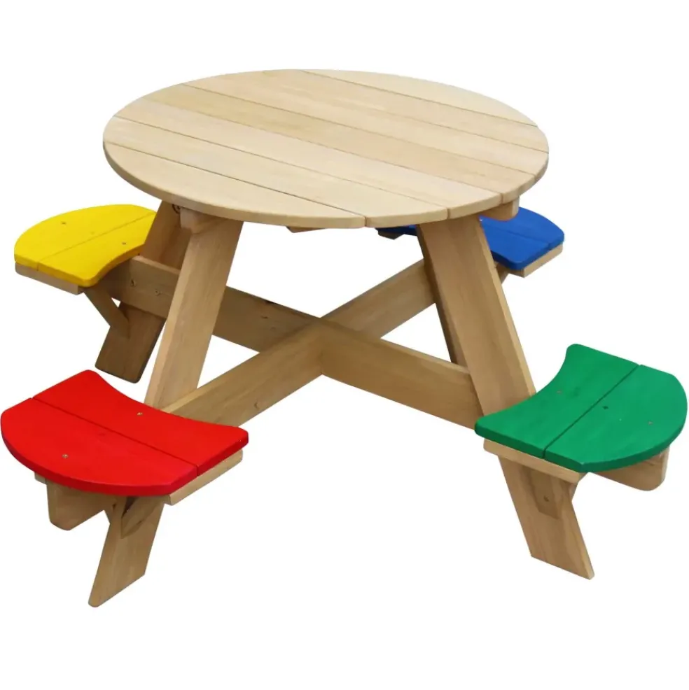 Table pique-nique round en bois UFO arc-en-ciel d’Axi