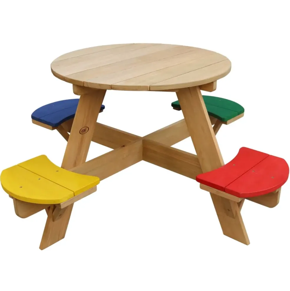Table pique-nique round en bois UFO arc-en-ciel d’Axi
