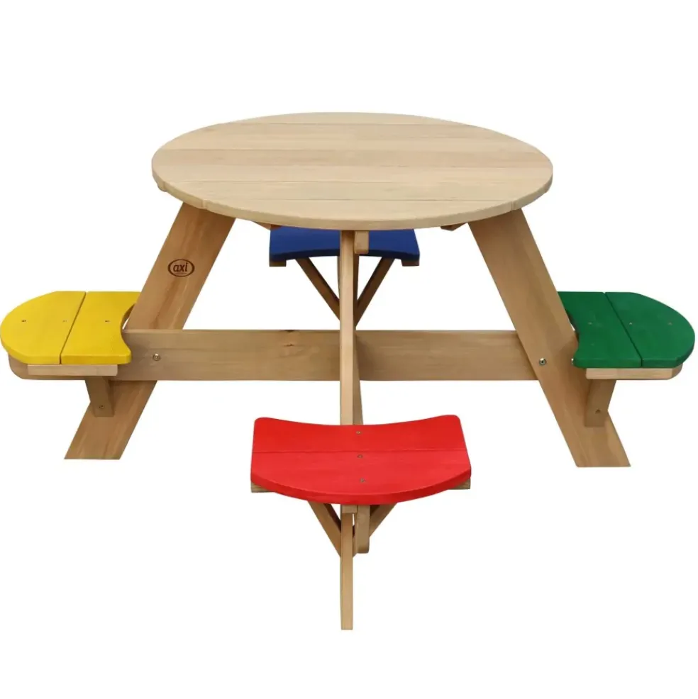 Table pique-nique round en bois UFO arc-en-ciel d’Axi