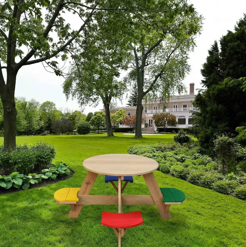 Table pique-nique round en bois UFO arc-en-ciel d’Axi