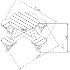 Table pique-nique Round en bois brun/blanc chez Axi