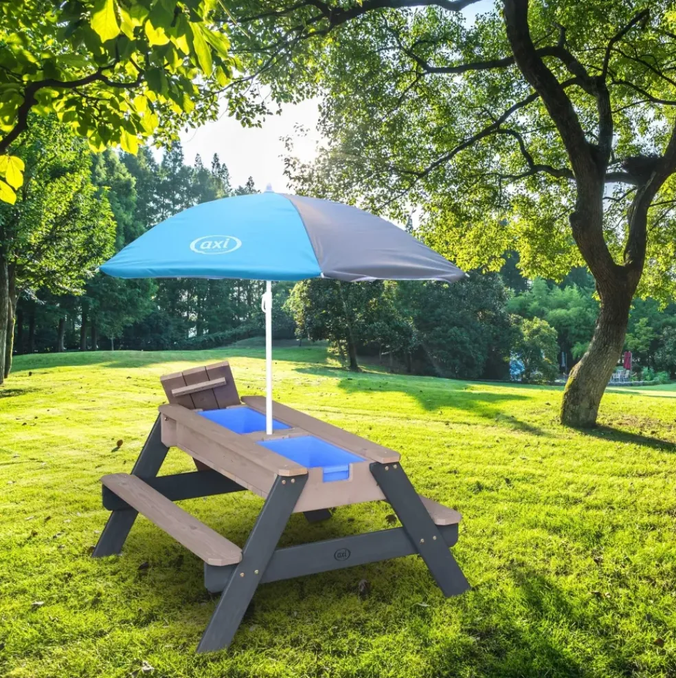 Table Sable Eau Nick anthracite avec parasol d’Axi