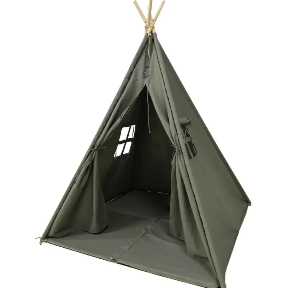Tente tipi grise pour enfant bois FSC et coton Alba de Sunny