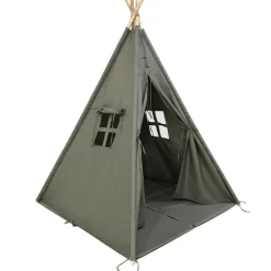 Tente tipi grise pour enfant bois FSC et coton Alba de Sunny