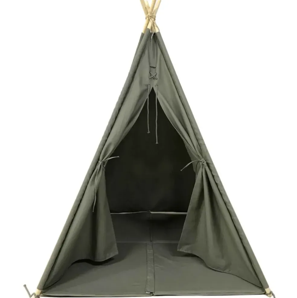 Tente tipi grise pour enfant bois FSC et coton Alba de Sunny