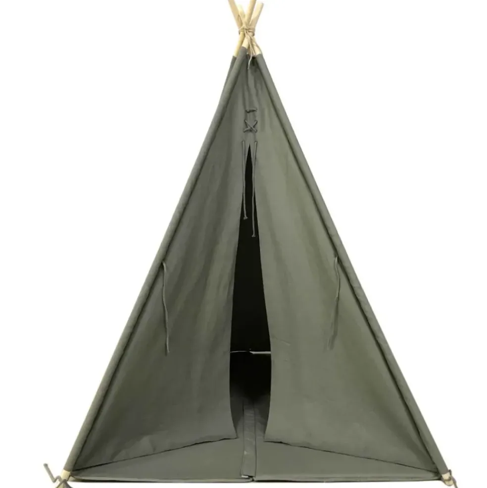 Tente tipi grise pour enfant bois FSC et coton Alba de Sunny