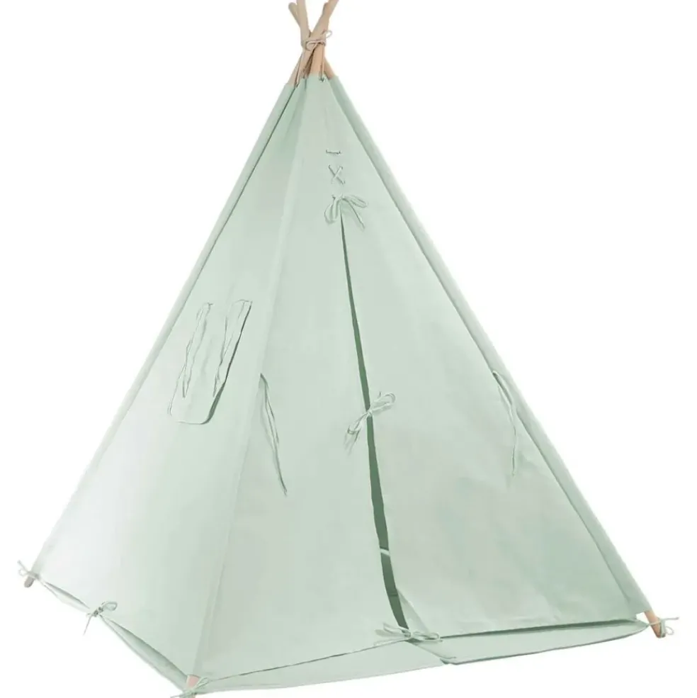 Tente tipi kaki pour enfant bois FSC et coton Alba de Sunny