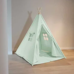 Tente tipi kaki pour enfant bois FSC et coton Alba de Sunny