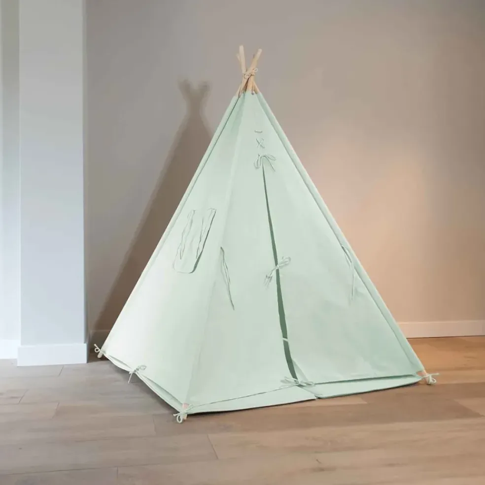 Tente tipi kaki pour enfant bois FSC et coton Alba de Sunny