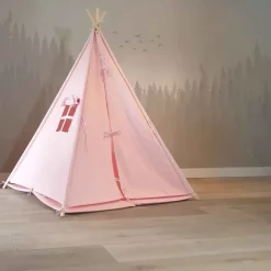 Tente tipi rose pour enfant bois FSC et coton Alba de Sunny