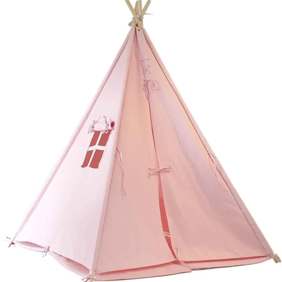 Tente tipi rose pour enfant bois FSC et coton Alba de Sunny