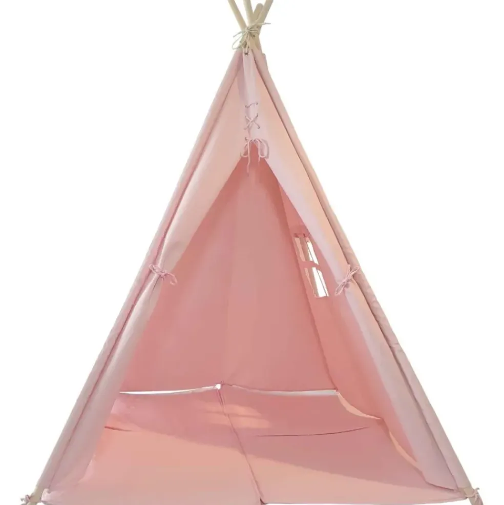 Tente tipi rose pour enfant bois FSC et coton Alba de Sunny