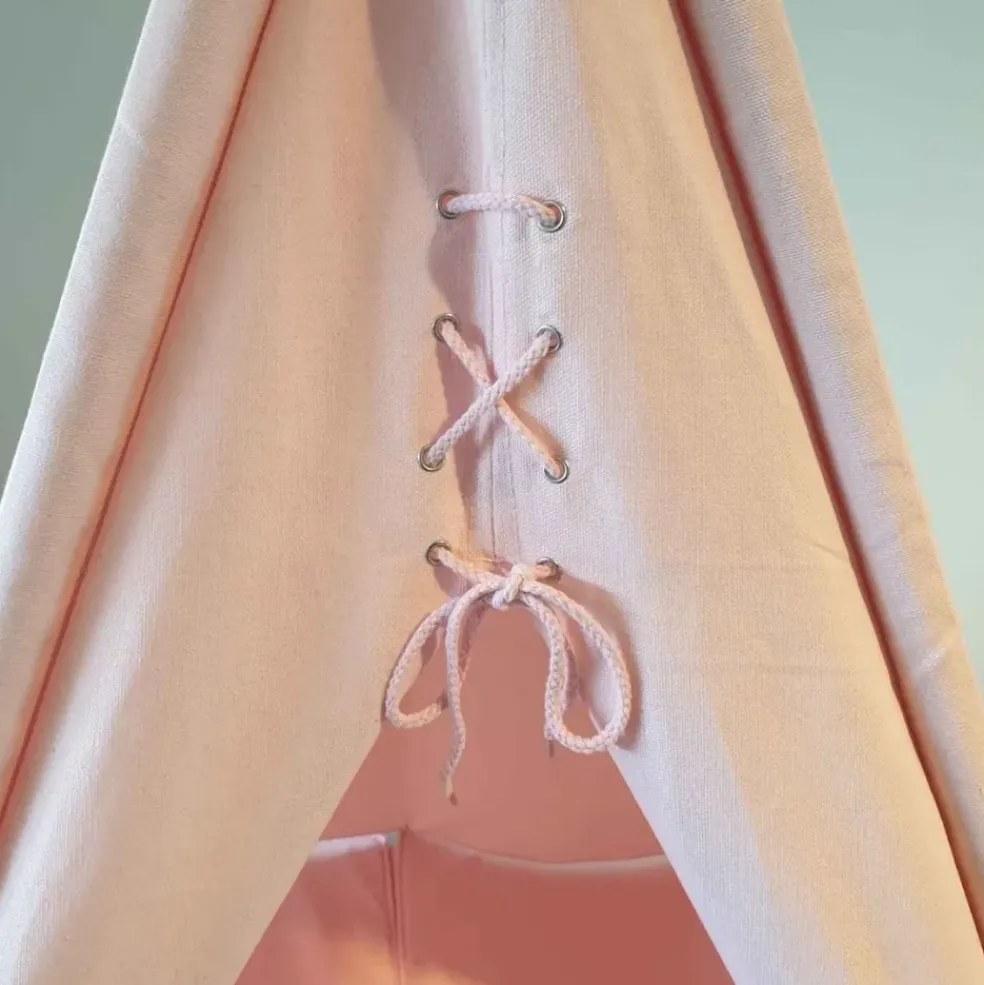 Tente tipi rose pour enfant bois FSC et coton Alba de Sunny